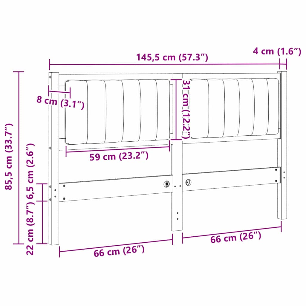 Cabeceira estofada com cabeceira Branco 75 cm