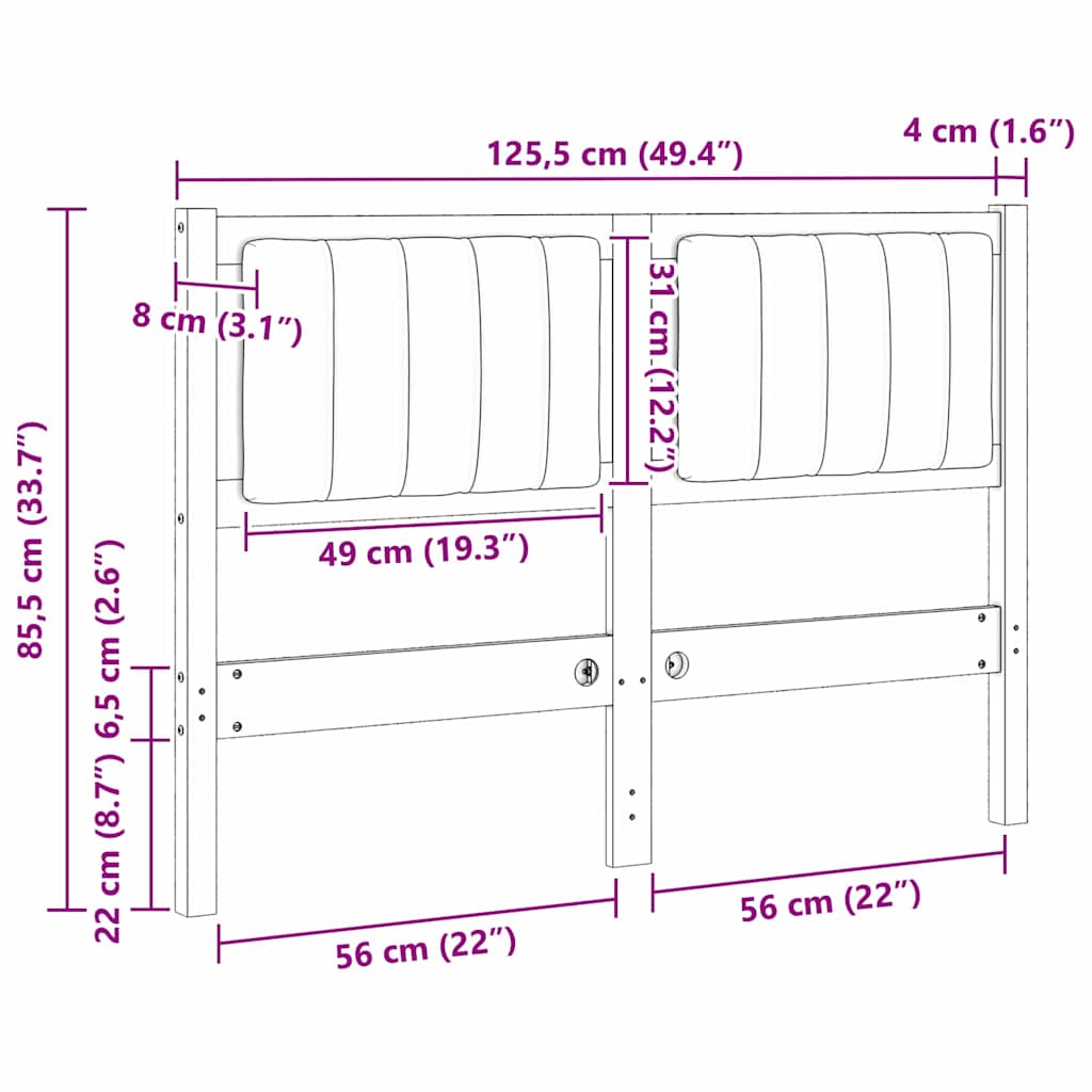 Cabeceira estofada com cabeceira Branco 75 cm