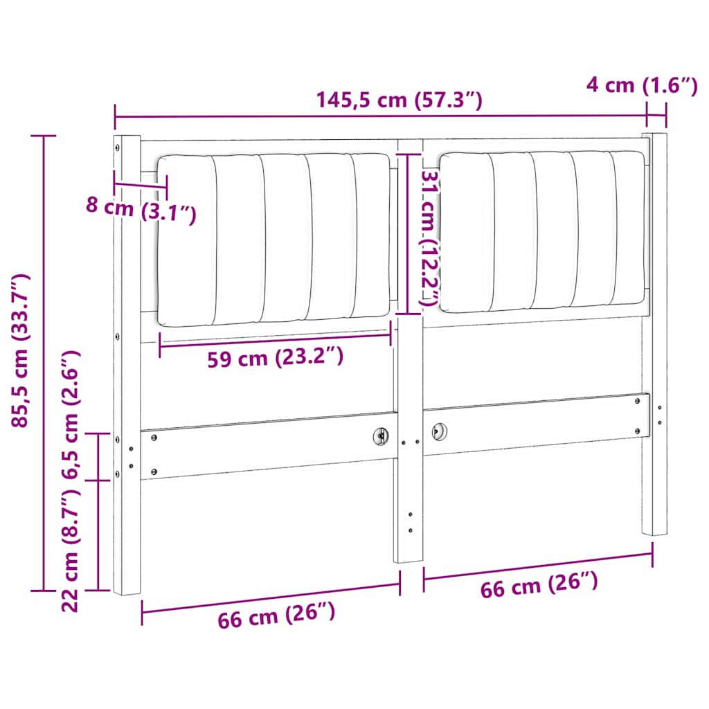 Cabeceira estofada com cabeceira Branco 75 cm