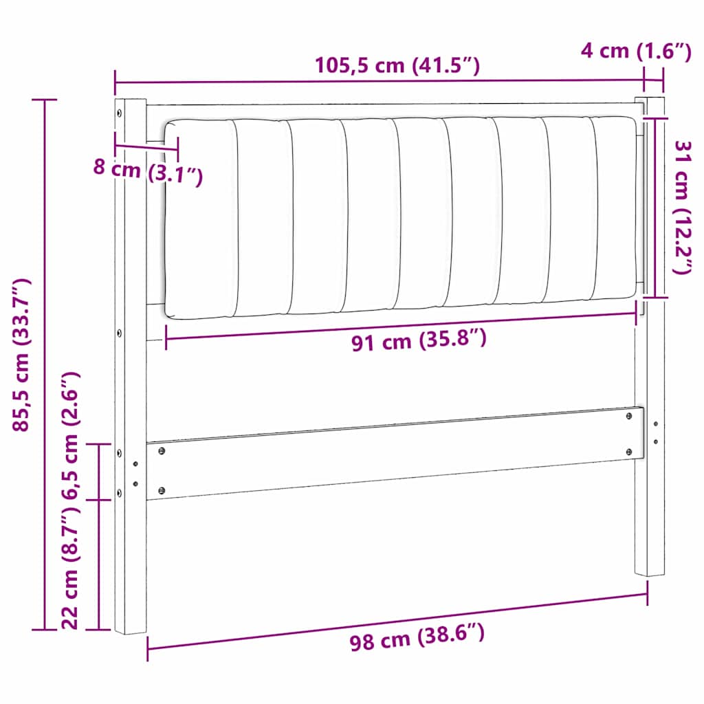 Cabeceira estofada com cabeceira Branco 75 cm