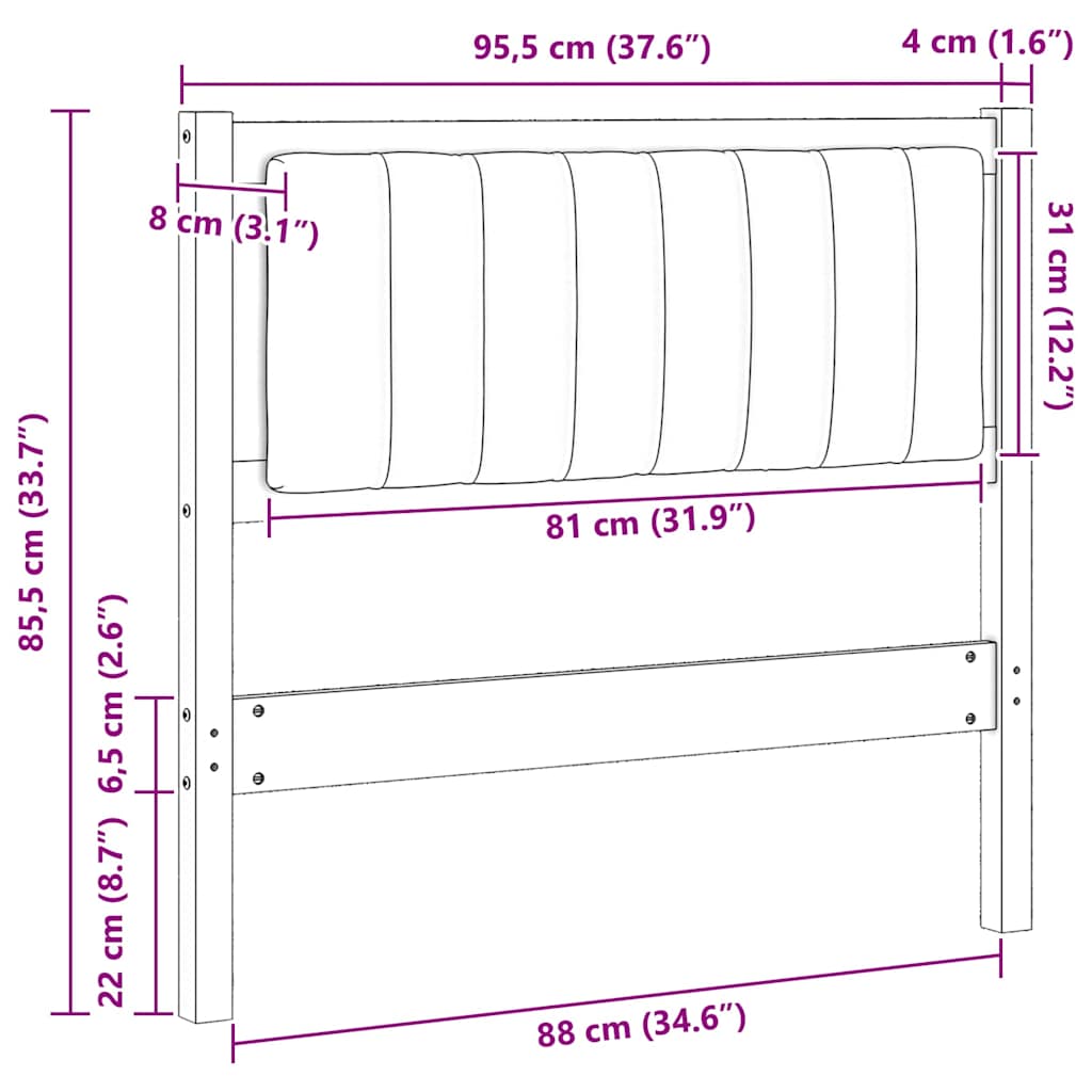 Cabeceira estofada com cabeceira Branco 75 cm