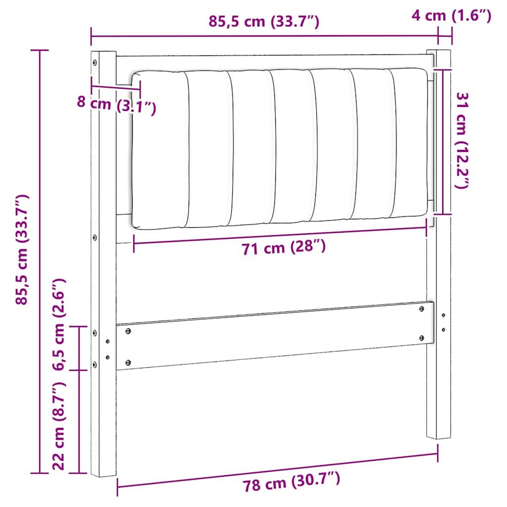 Cabeceira estofada com cabeceira Branco 75 cm