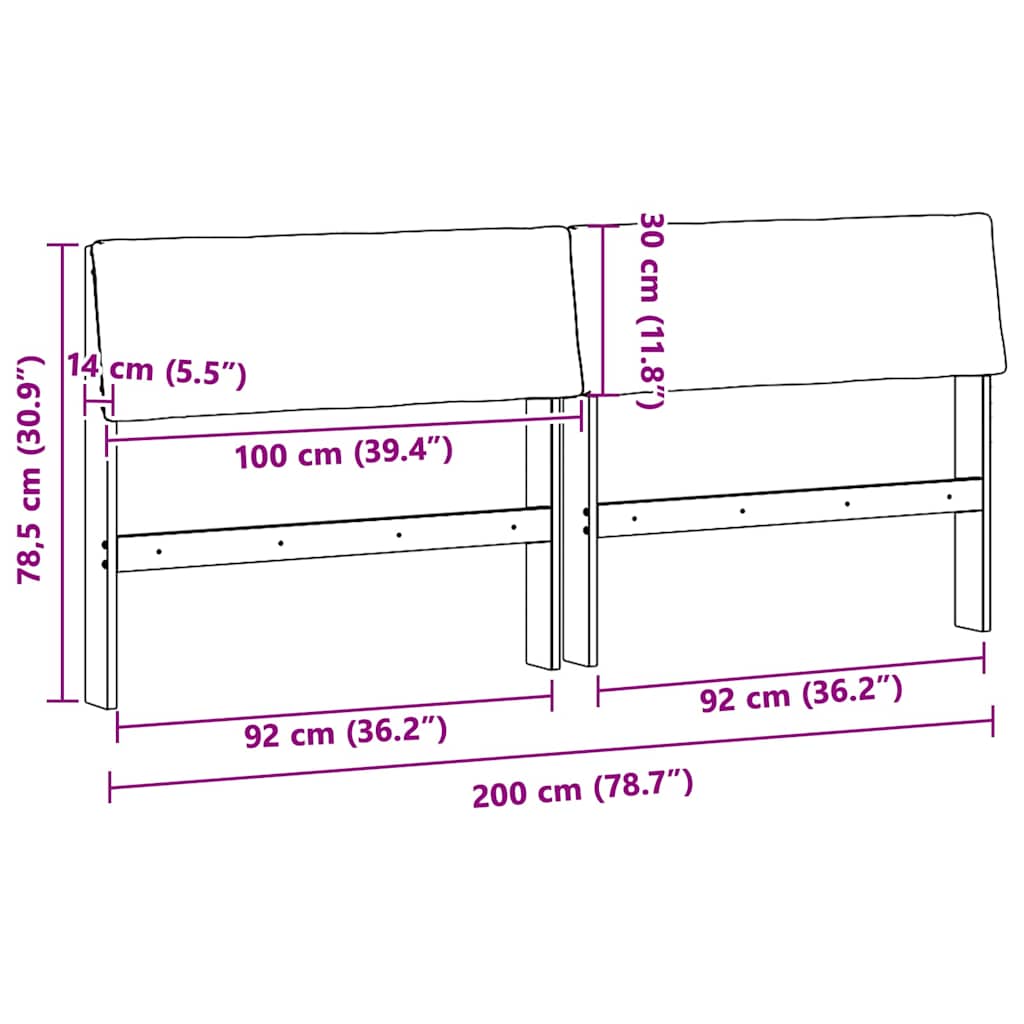 Cabeceira estofada Cinzento-claro 75 cm