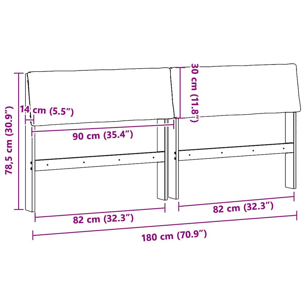 Cabeceira estofada Cinzento-claro 75 cm