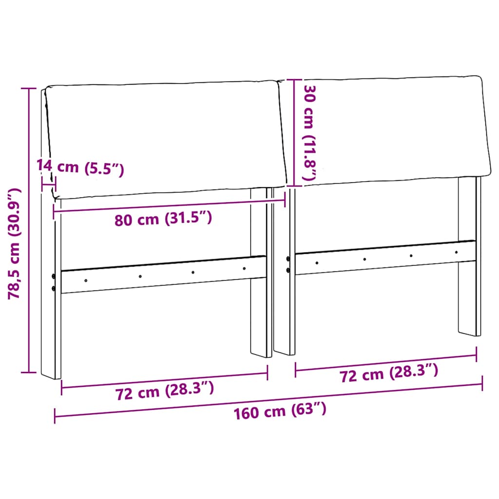 Cabeceira estofada Cinzento-claro 75 cm