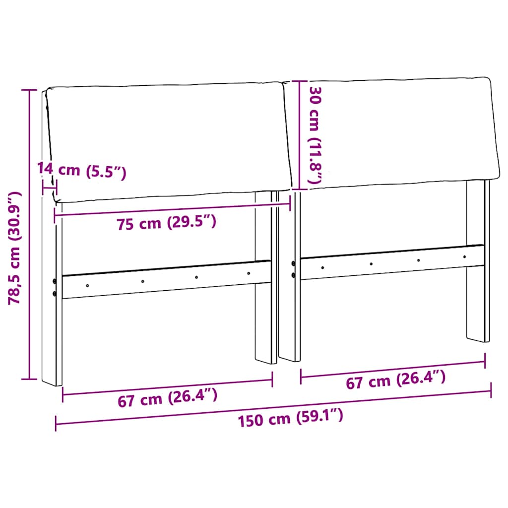 Cabeceira estofada Cinzento-claro 75 cm