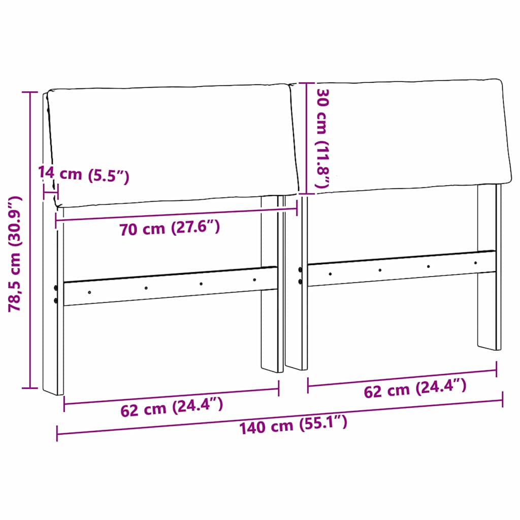 Cabeceira estofada Cinzento-claro 75 cm