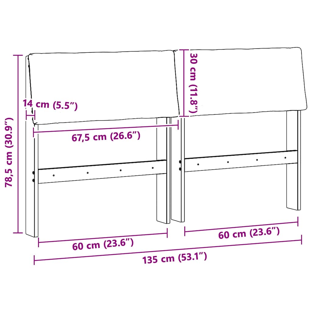 Cabeceira estofada Cinzento-claro 75 cm