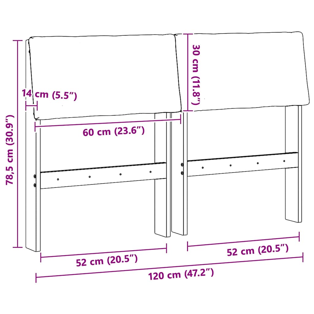 Cabeceira estofada Cinzento-claro 75 cm