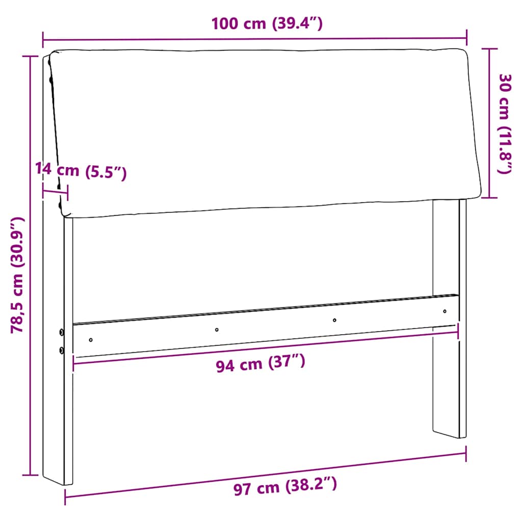 Cabeceira estofada Cinzento-claro 75 cm