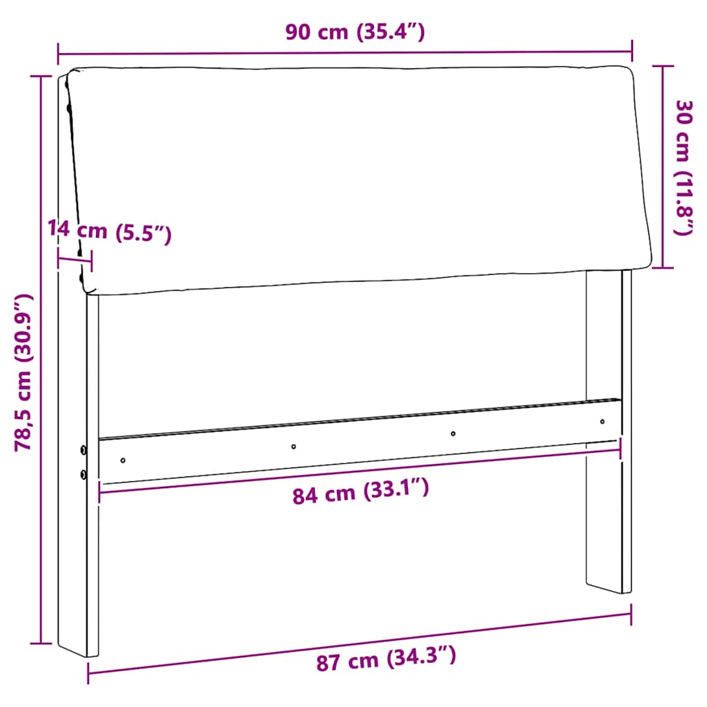 Cabeceira estofada Cinzento-claro 75 cm