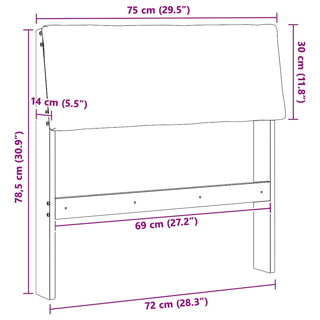 Cabeceira estofada Cinzento-claro 75 cm