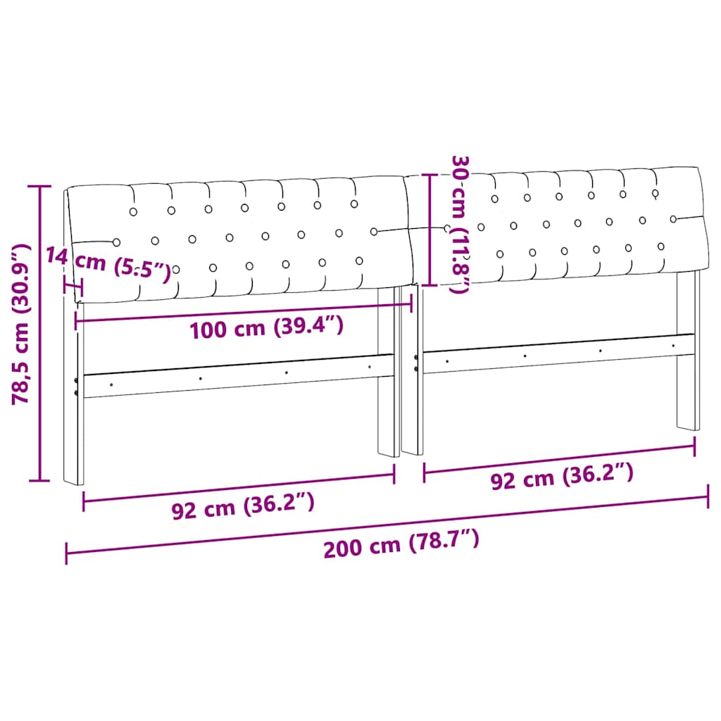 Cabeceira estofada Cinzento-claro 75 cm