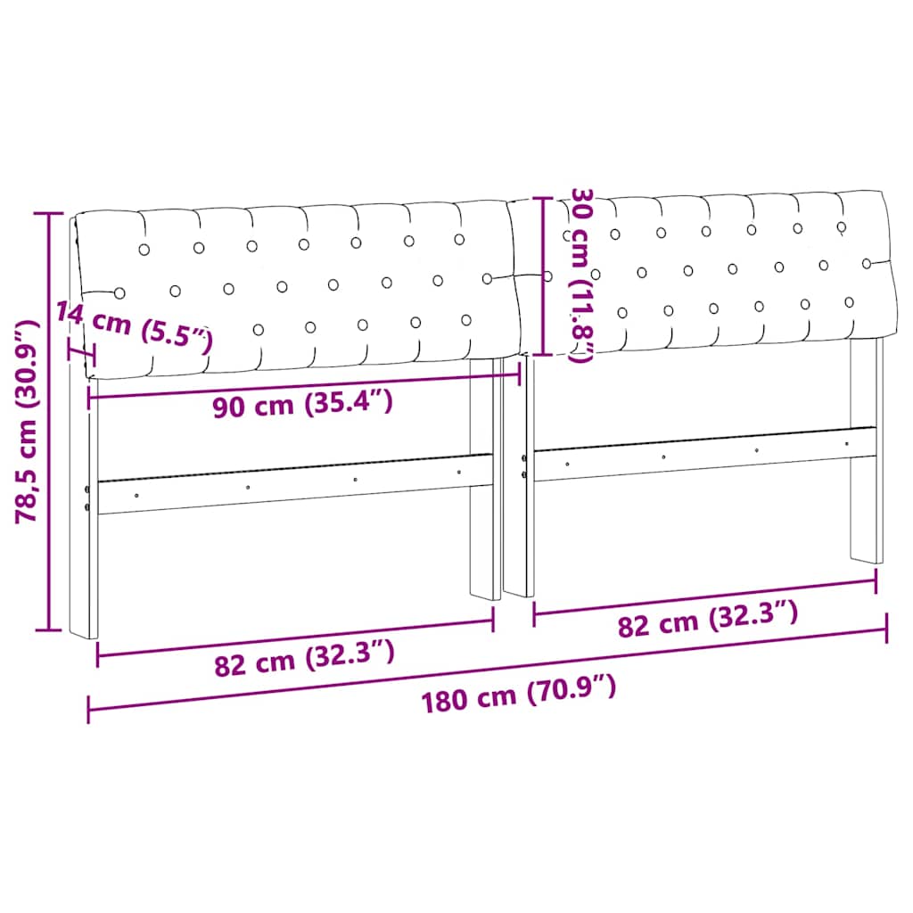 Cabeceira estofada Cinzento-claro 75 cm