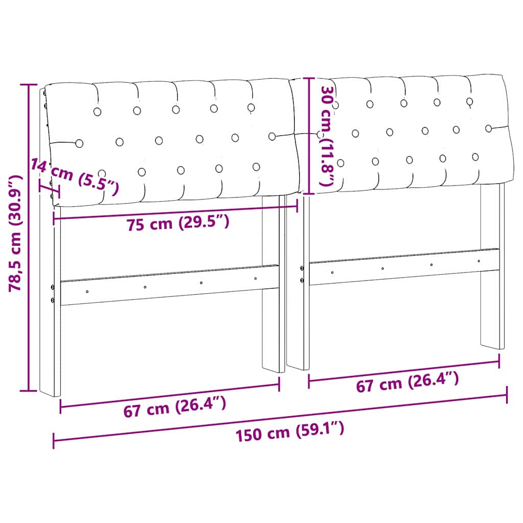 Cabeceira estofada Cinzento-claro 75 cm