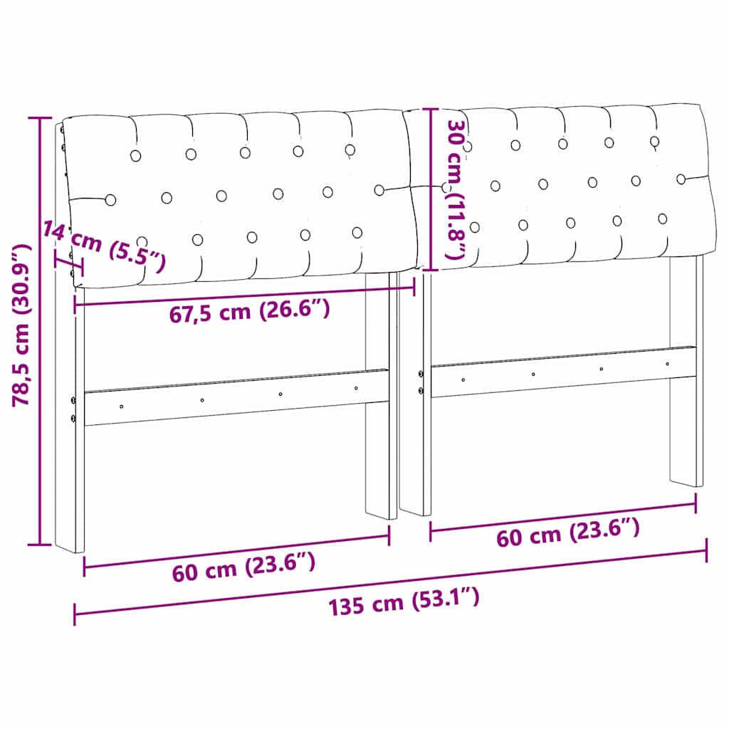 Cabeceira estofada Cinzento-claro 75 cm