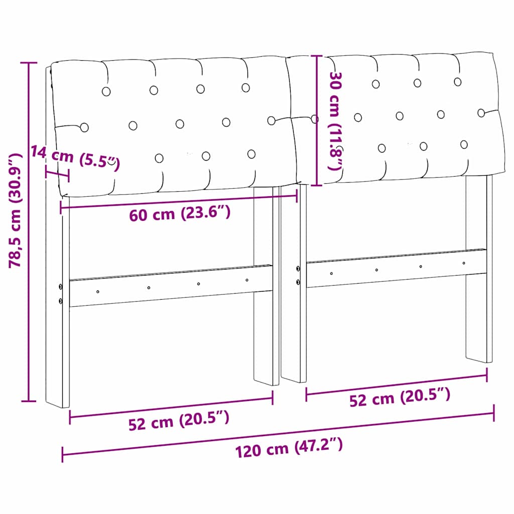 Cabeceira estofada Cinzento-claro 75 cm