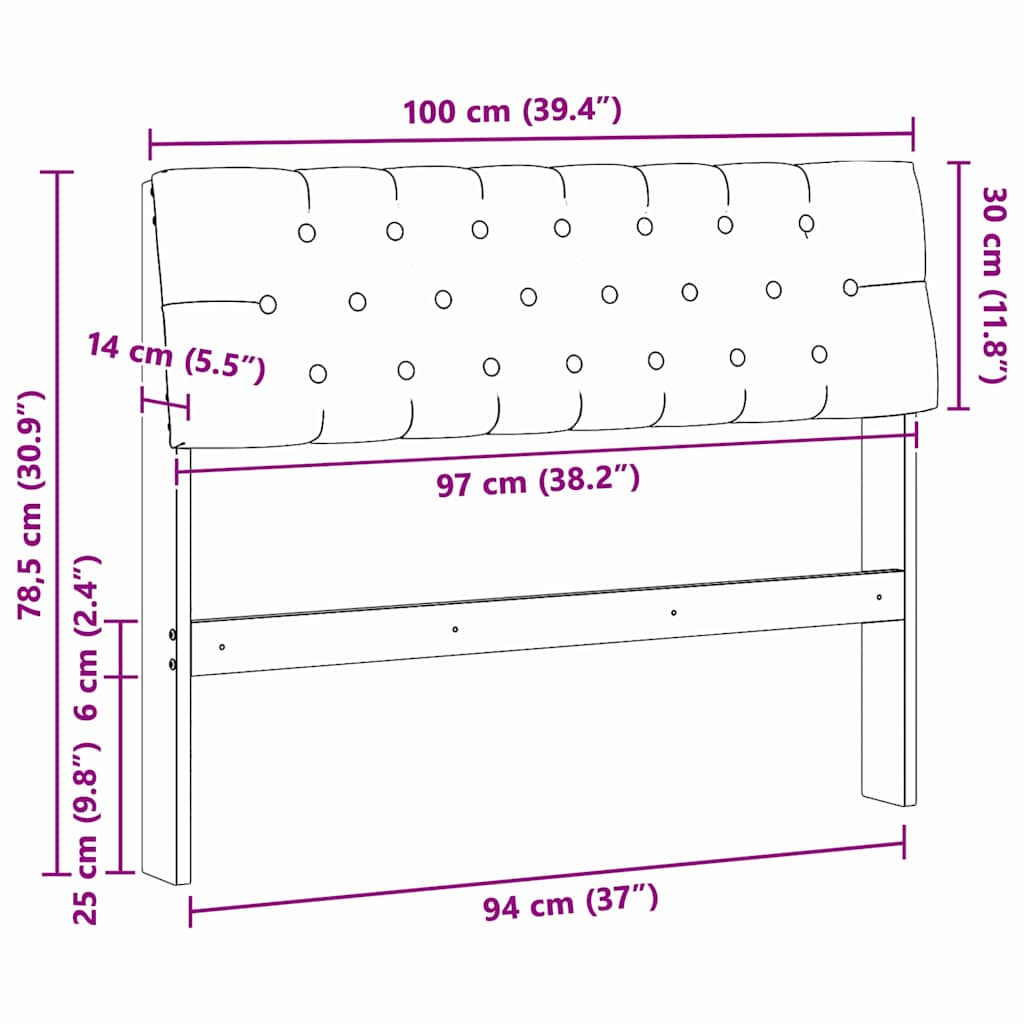 Cabeceira estofada Cinzento-claro 75 cm