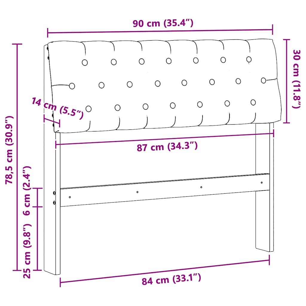 Cabeceira estofada Cinzento-claro 75 cm