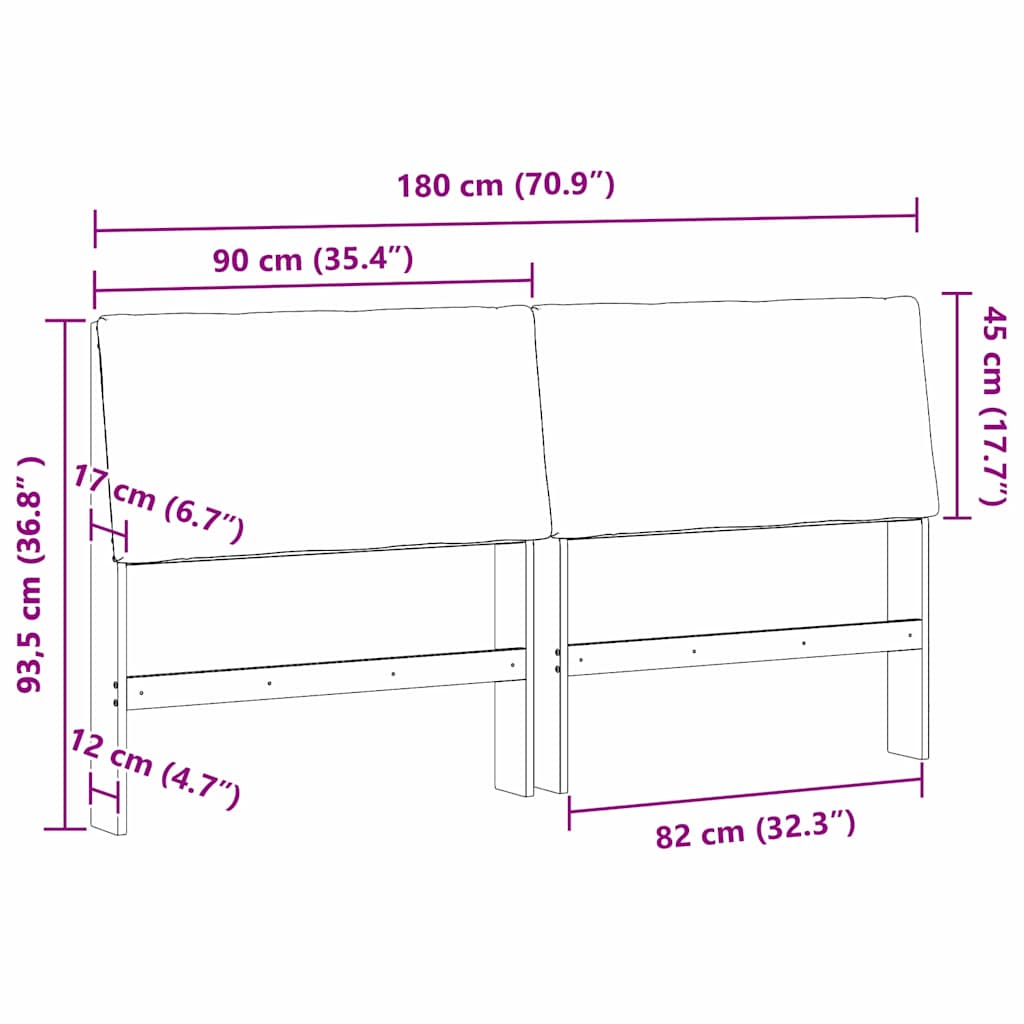 Cabeceira estofada Cinzento-claro 75 cm