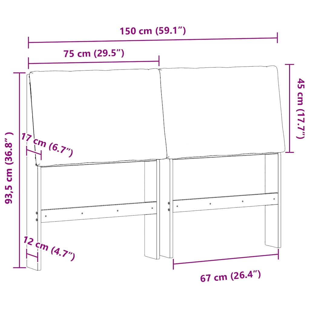 Cabeceira estofada Cinzento-claro 75 cm
