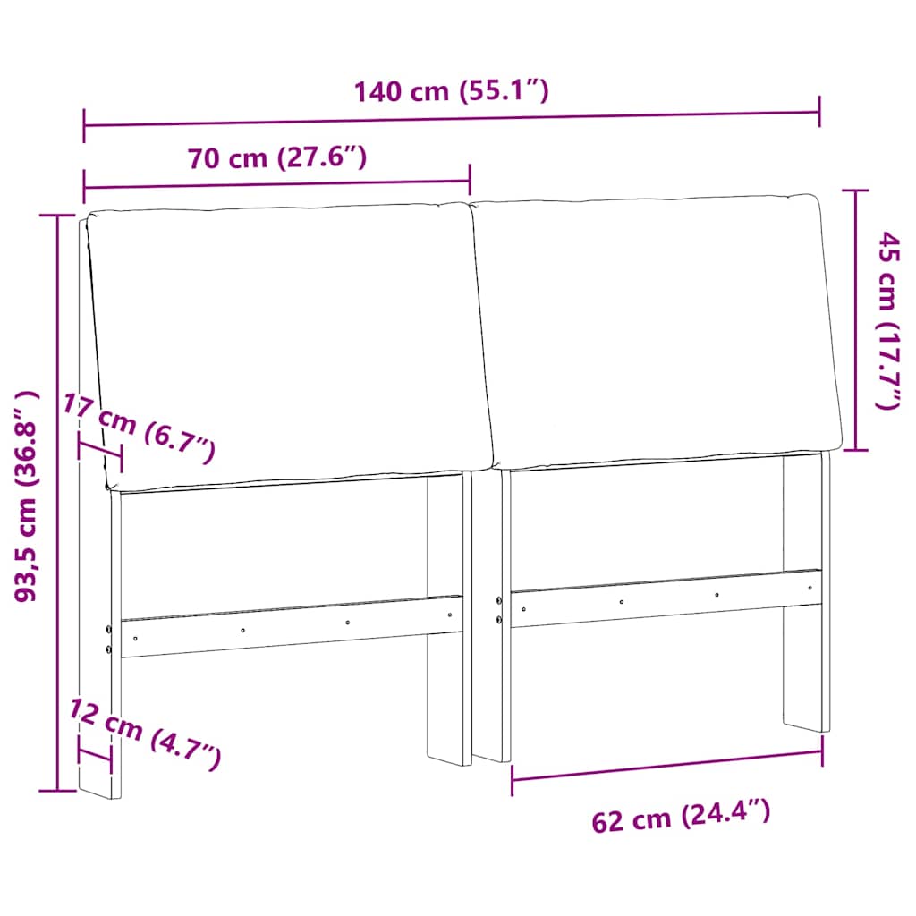Cabeceira estofada Cinzento-claro 75 cm