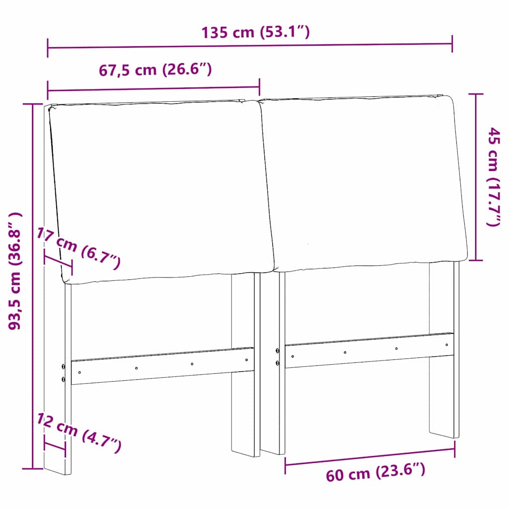 Cabeceira estofada Cinzento-claro 75 cm