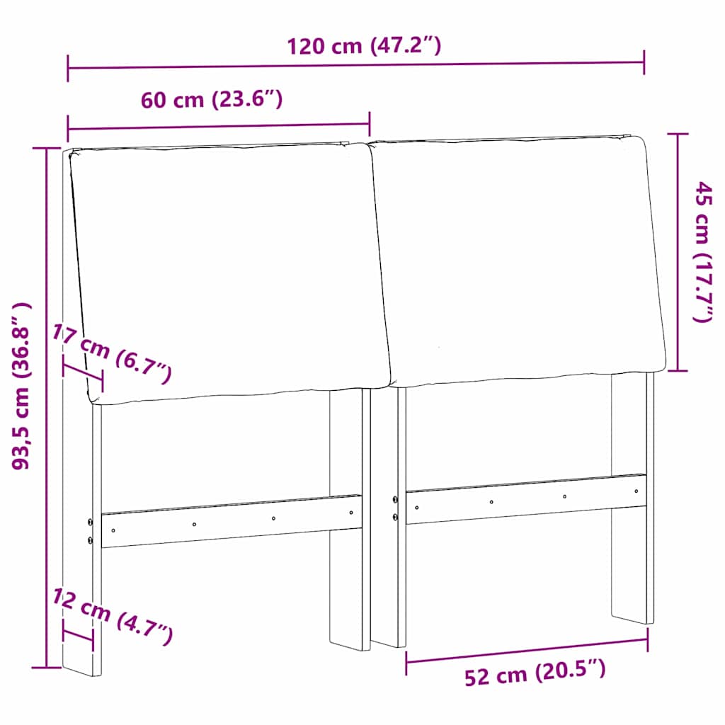 Cabeceira estofada Cinzento-claro 75 cm