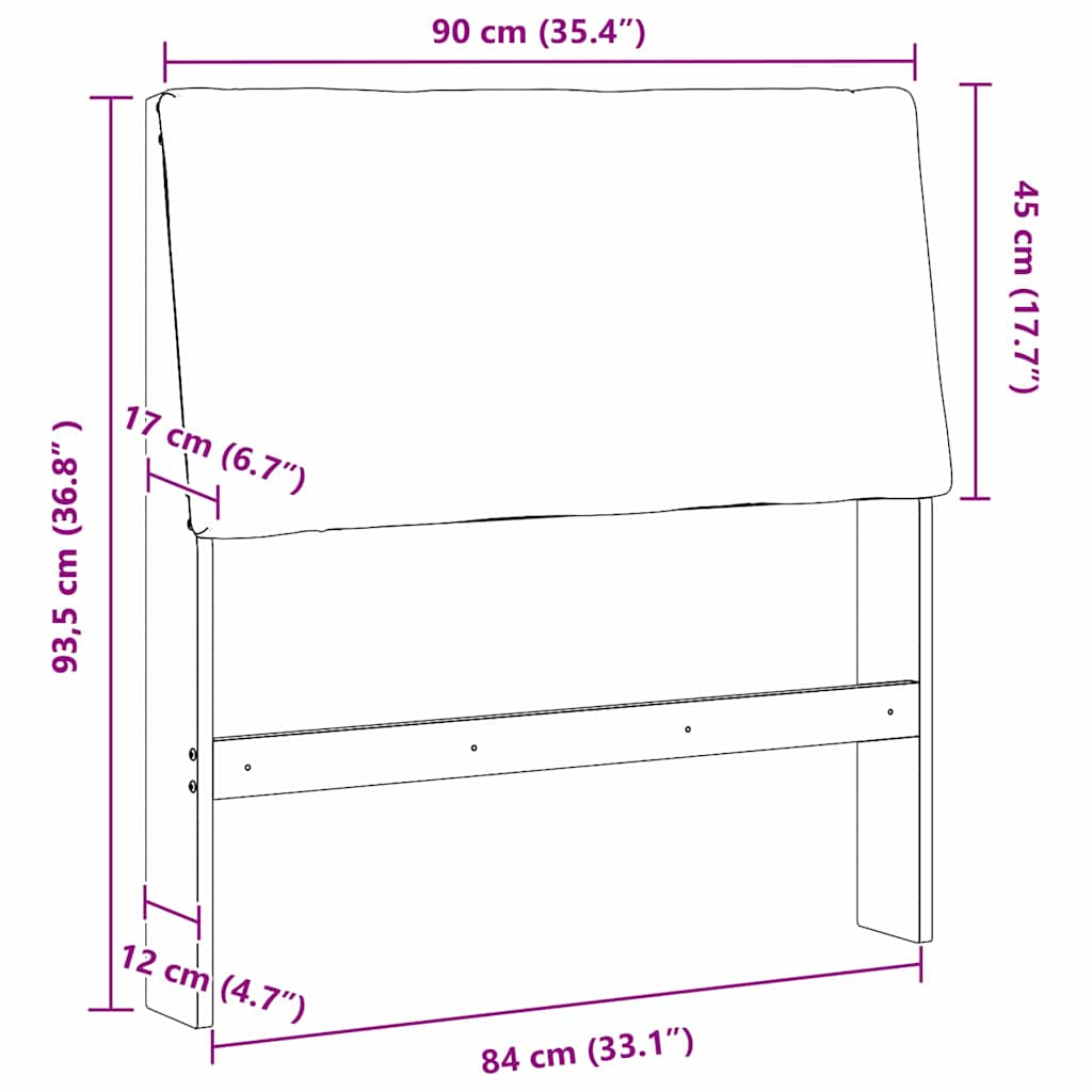 Cabeceira estofada Cinzento-claro 75 cm