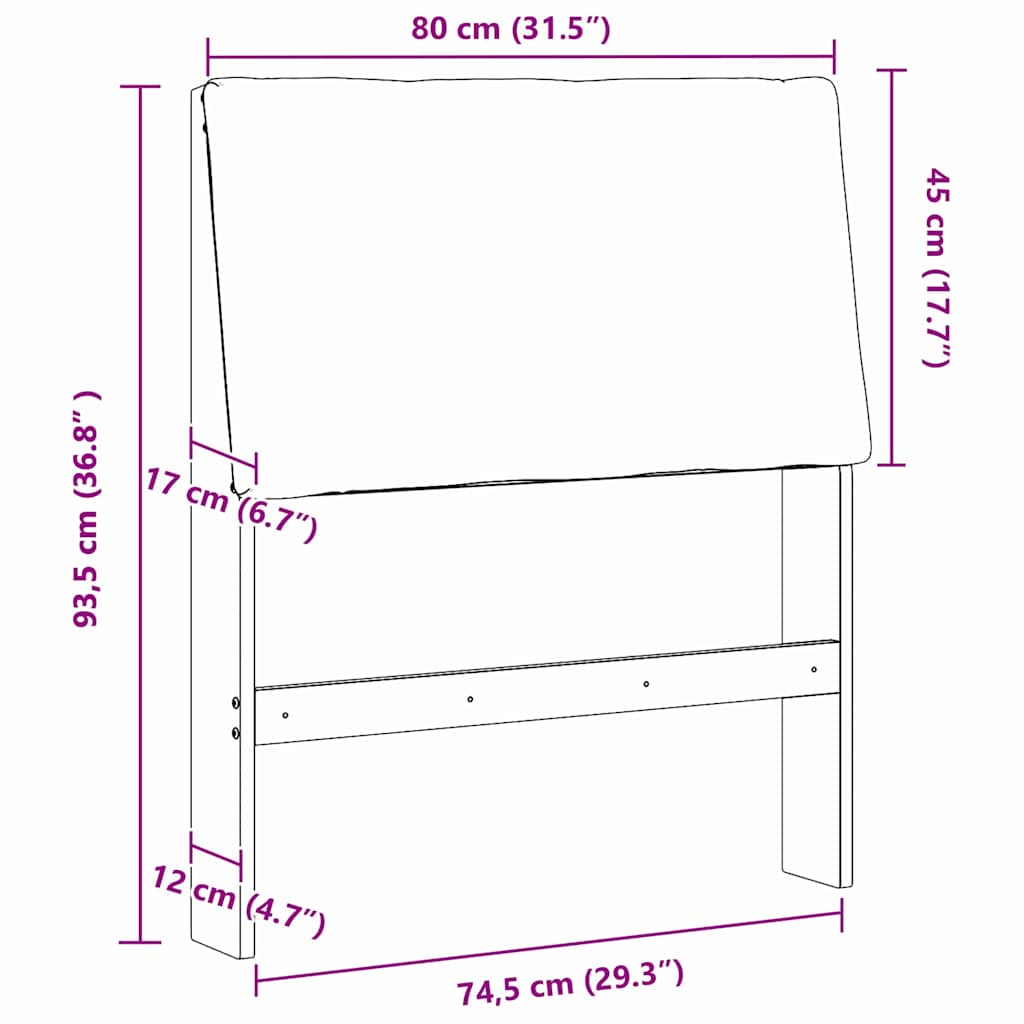 Cabeceira estofada Cinzento-claro 75 cm