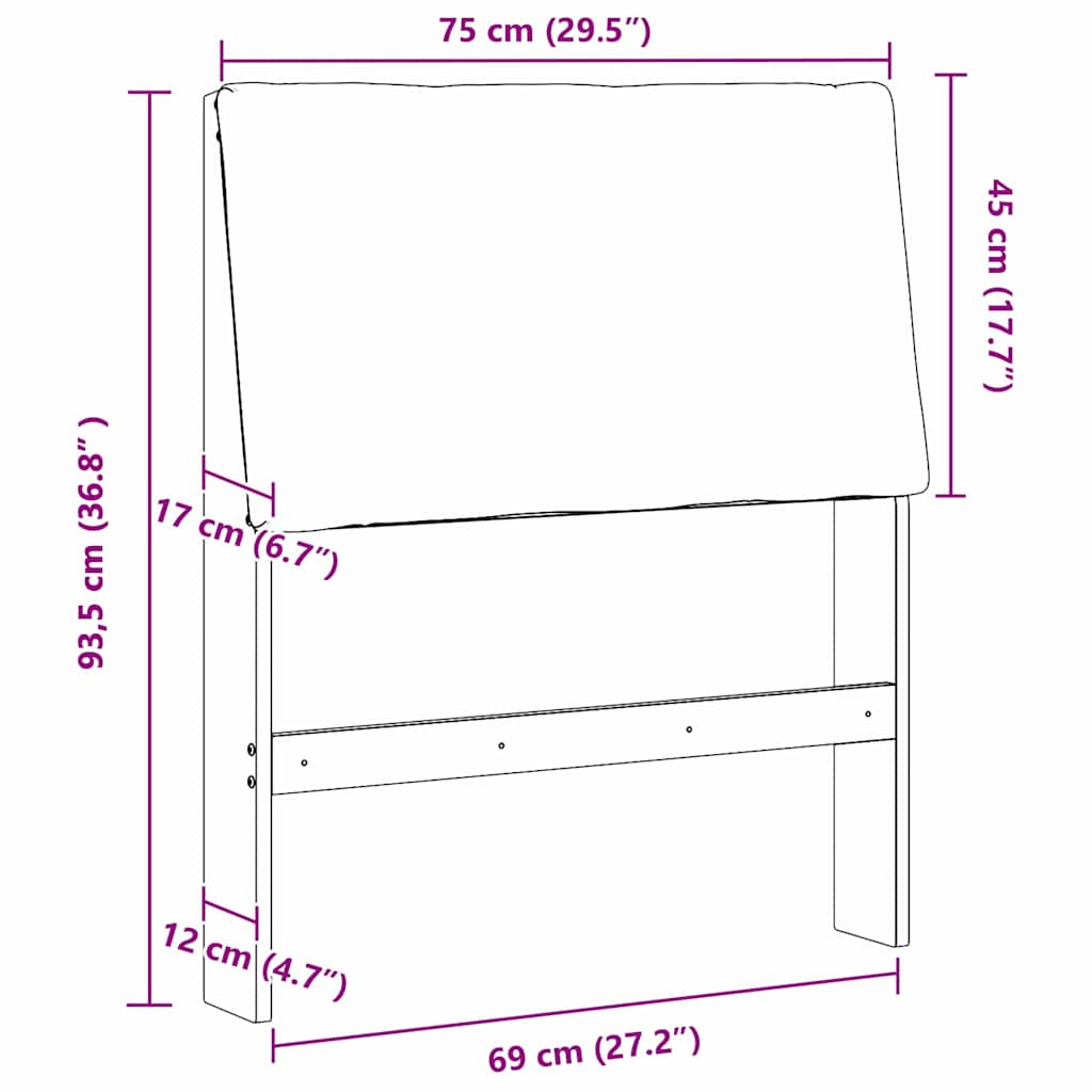Cabeceira estofada Cinzento-claro 75 cm