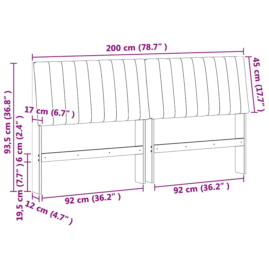 Cabeceira estofada Cinzento-claro 75 cm