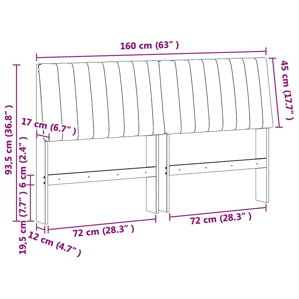 Cabeceira estofada Cinzento-claro 75 cm