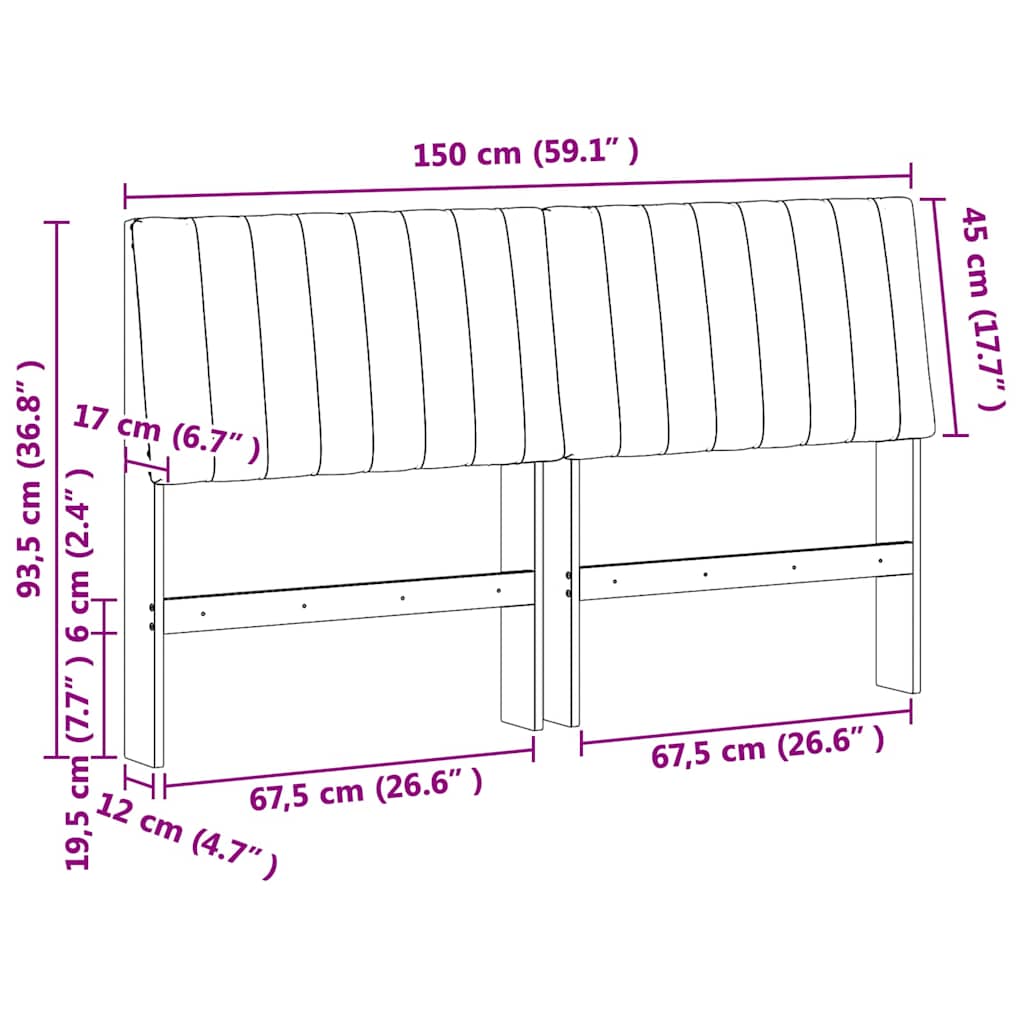 Cabeceira estofada Cinzento-claro 75 cm
