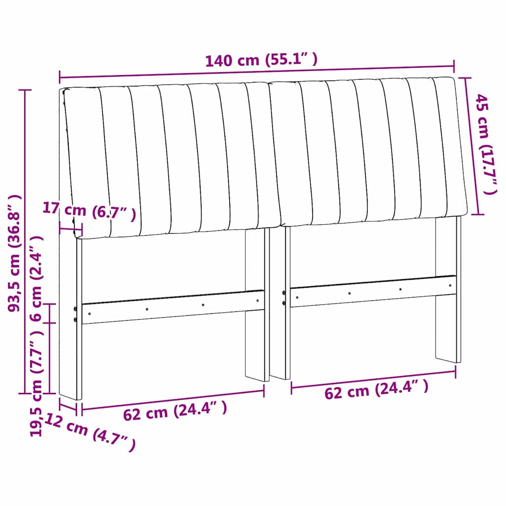 Cabeceira estofada Cinzento-claro 75 cm