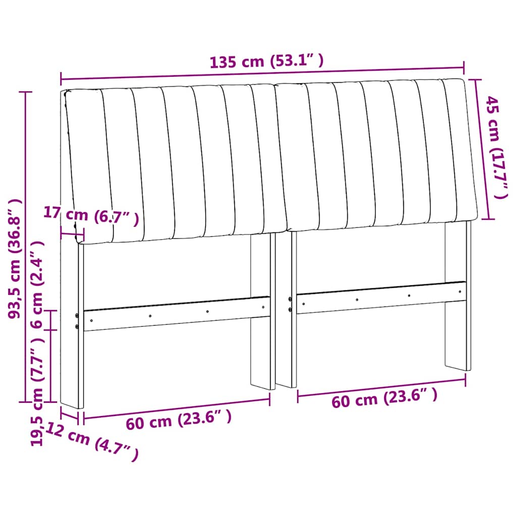 Cabeceira estofada Cinzento-claro 75 cm