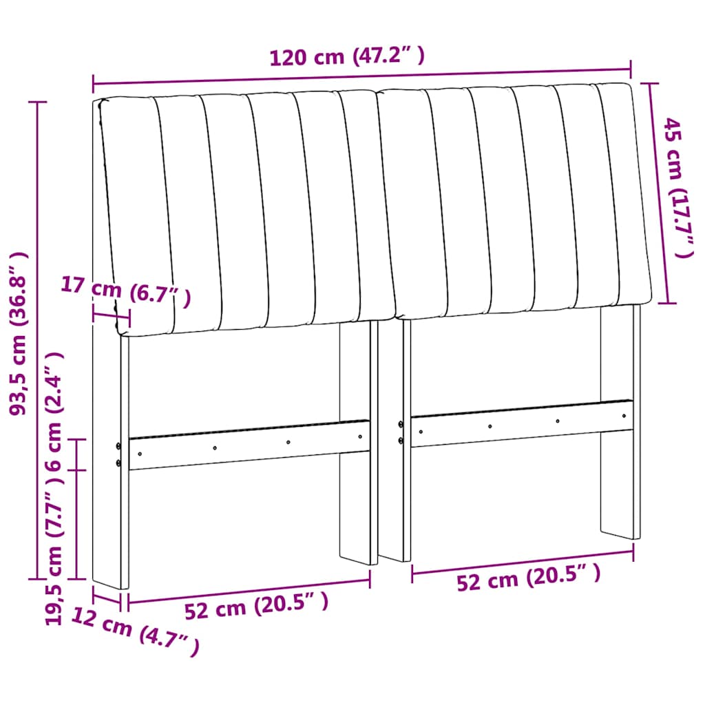 Cabeceira estofada Cinzento-claro 75 cm