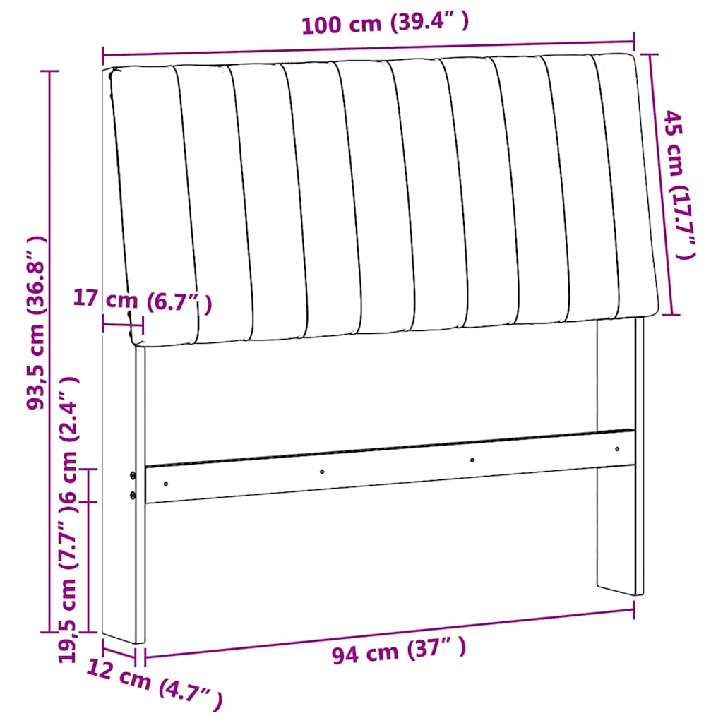 Cabeceira estofada Cinzento-claro 75 cm