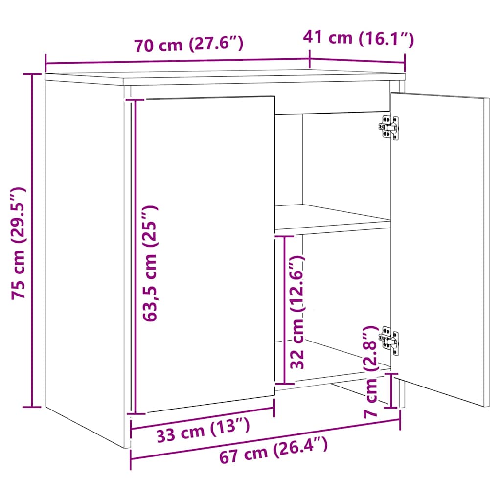 Aparadores 3 pcs Madeira antiga 70 x 41 x 75 cm