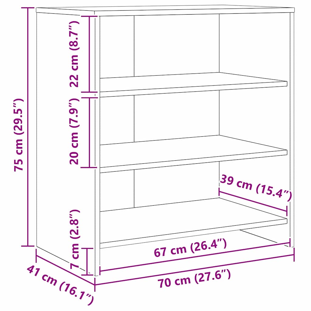 Aparadores 3 pcs Madeira antiga 70 x 41 x 75 cm