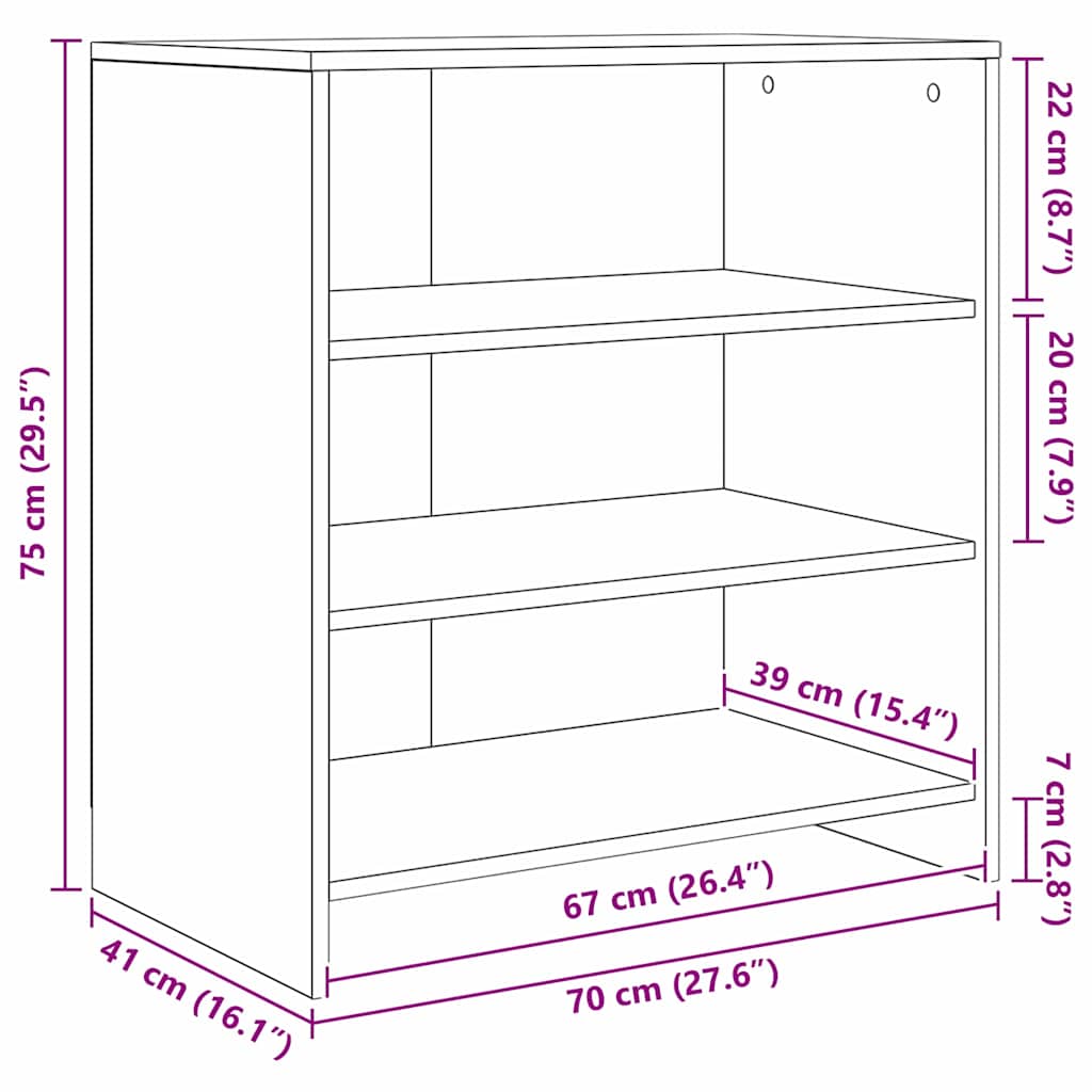 Aparadores 2 pcs Carvalho preto 70 x 41 x 75 cm
