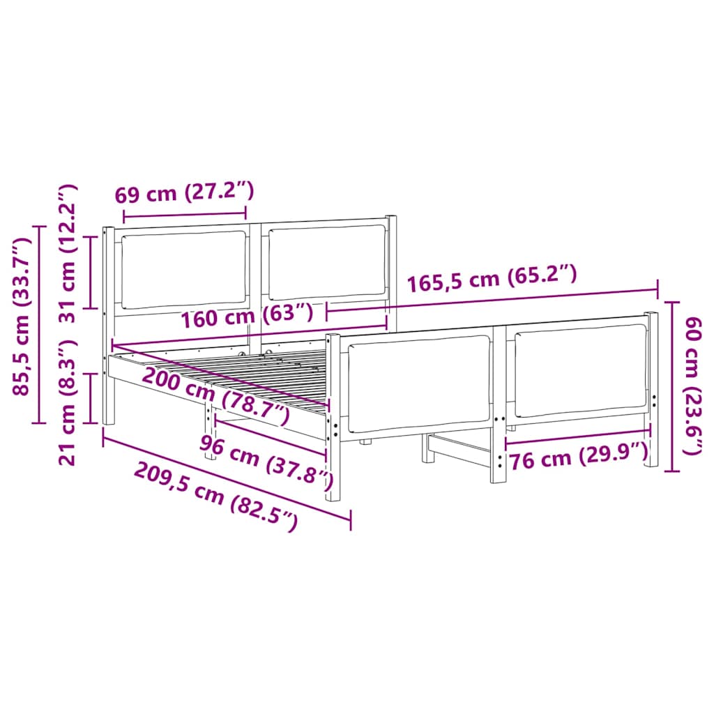 Estrutura da Cama Cinzento-claro 120 x 200 cm tecido