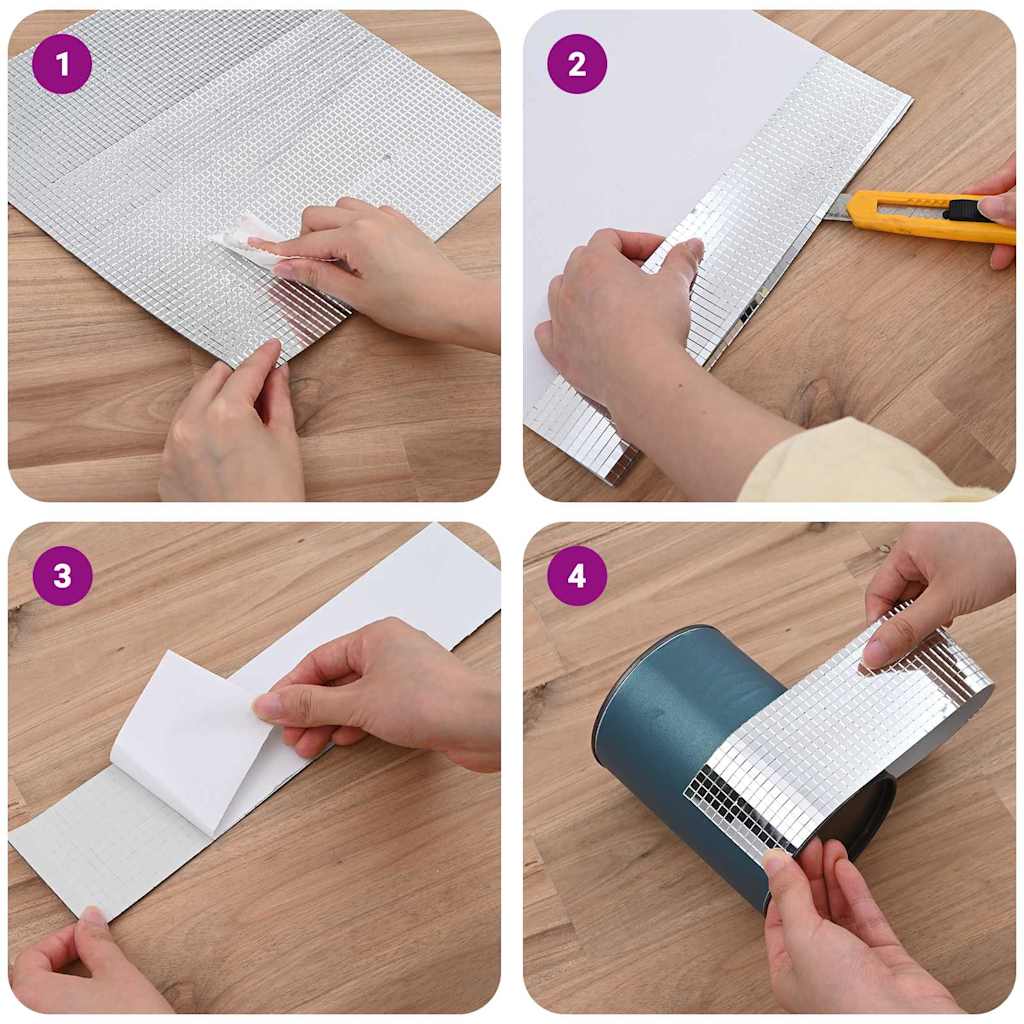 Azulejo de Espelho em Mosaico 3 pcs Prateado 30 x 30 cm Vidro