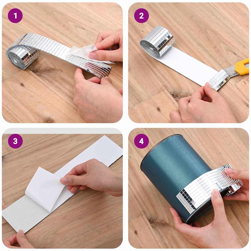 Azulejo de Espelho em Mosaico 12 pcs Prateado 100 x 4 cm Vidro