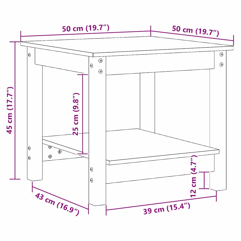Mesa de centro Castanho-mel 50 x 50 x 45 cm