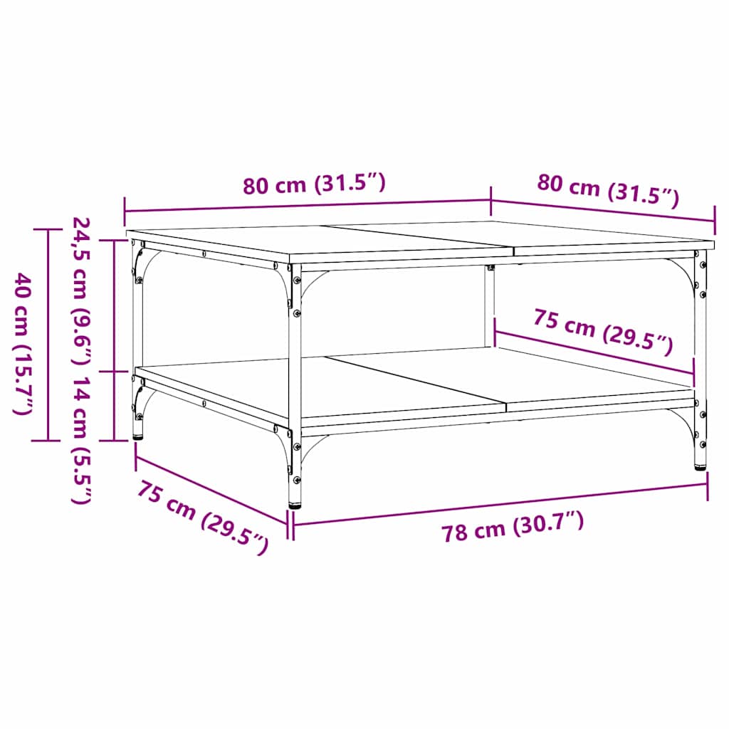 Mesa de centro Madeira antiga 80 x 80 x 40 cm