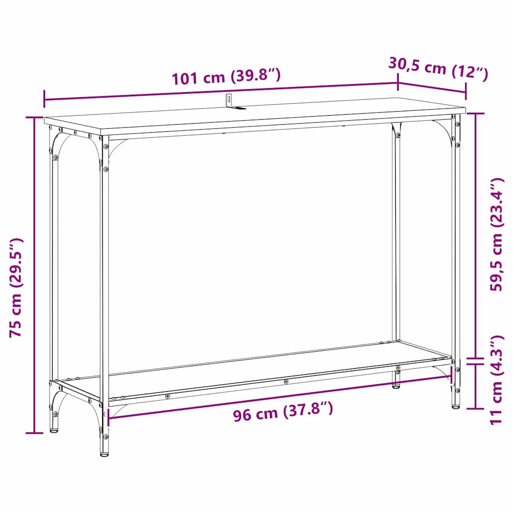 Aparador Carvalho preto 101 x 30.5 x 75 cm Madeira processada