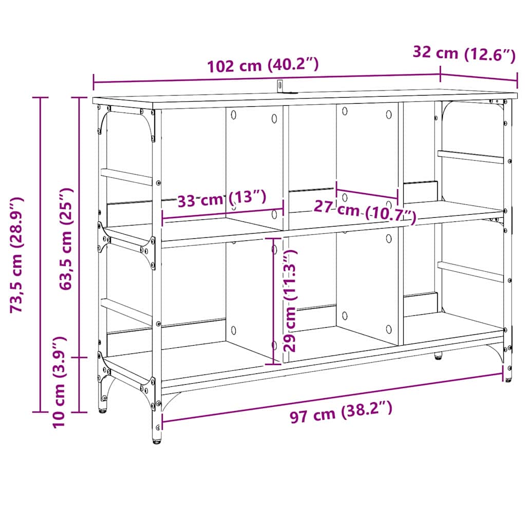Buffet Preto 102 x 32 x 73.5 cm Madeira processada
