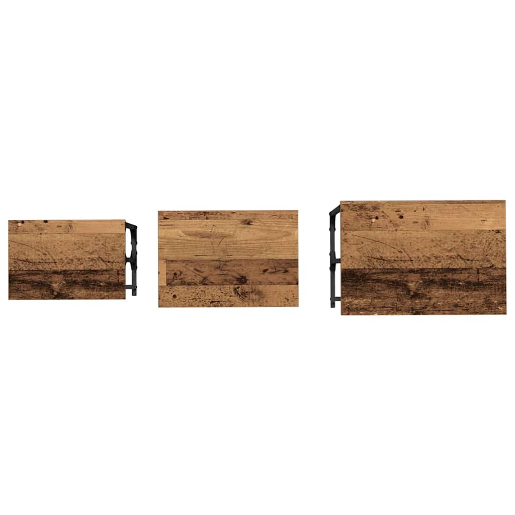 Mesa de Café Empilhável 3 pcs Madeira antiga 50.5 x 35 x 53 cm