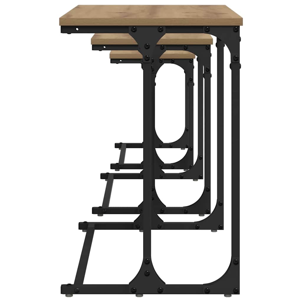 Mesa de Café Empilhável 3 pcs carvalho artisiano